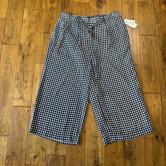 Studio JPR Pants - Studio JPR Black White Check Elastic Tie Waist Crop Pants Coastal Grandmother L